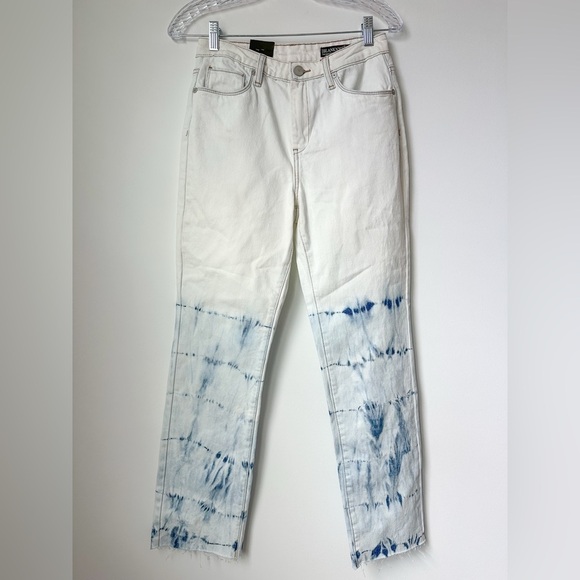 NWT Blank NYC Madison Crop Tie Dye Bleached Raw Hem High Rise Jean White Blue 26 - Picture 1 of 10